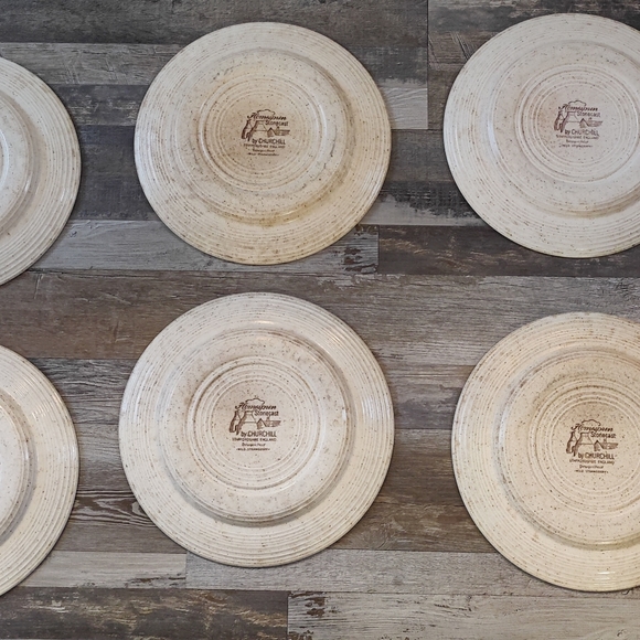 Set of six retro vintage (1970s) Churchill China Wild Strawberry luncheon plate - Picture 7 of 9